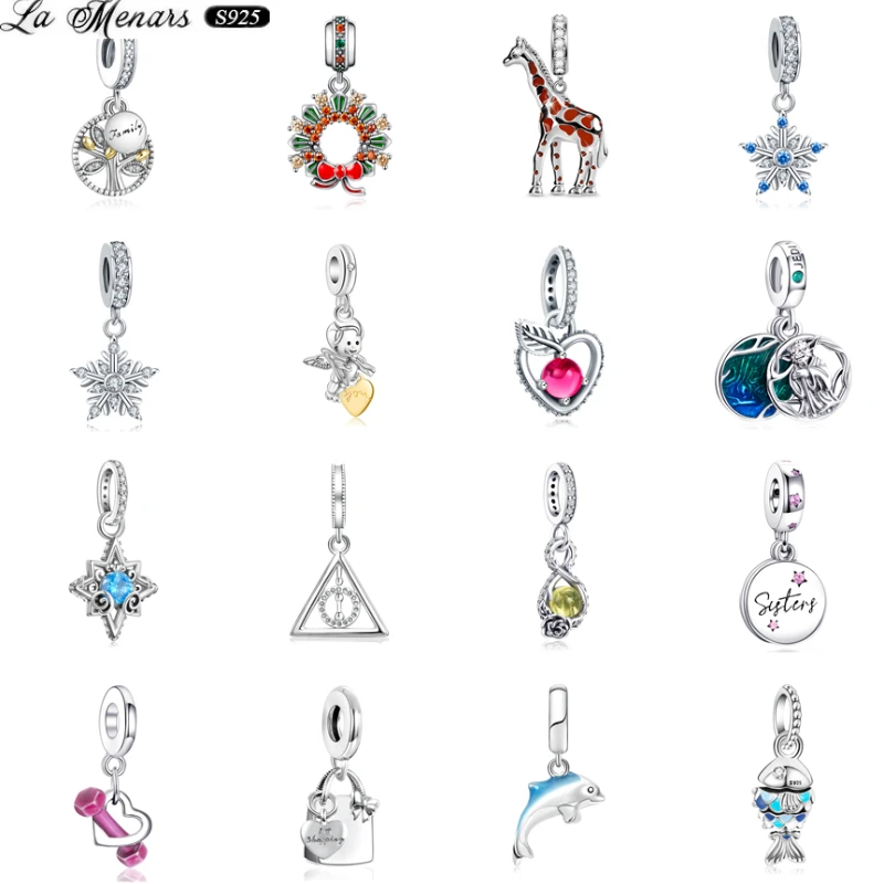 Бусины-шармы из серебра 925 пробы для женщин подвески браслета Pandora | Украшения и