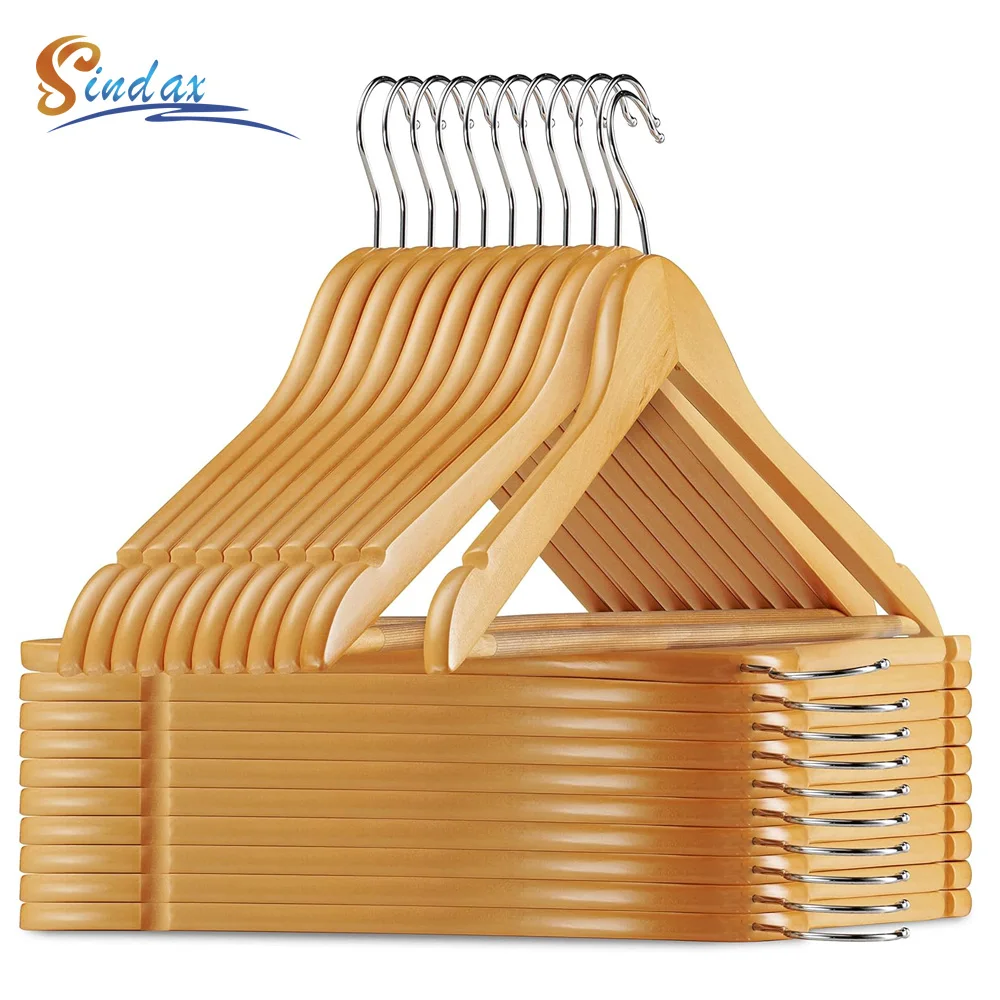 

5 Pack Wooden Hangers Solid Wood Heavy Duty Hangers Clothes Hanger for Coat Jackets Non-Slip Wardrobe Storage Organizers