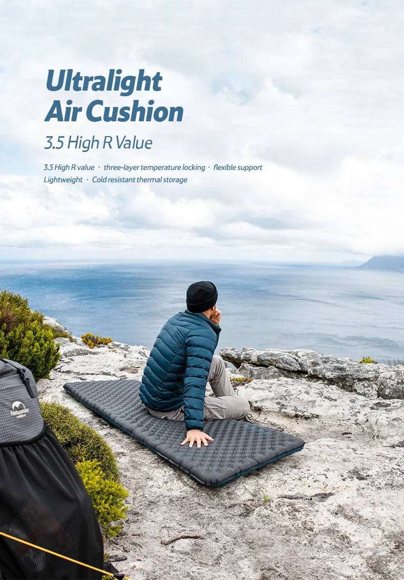 Naturehike Luftmatratze R3,5 Matte Outdoor Ultraleichte Isomatte 20D Nylon TPU Camping Reise 1-Personen aufblasbare Matratze – Detail 2