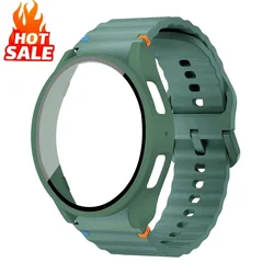 Dual Pack Protective Case and Strap with Tempered Glass and PC Bumper for Galaxy 5 4 40mm (2pack Olive green- G)