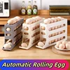 Rolling Egg Organiser 4 Tier Refrigerator Storage Racks Stepped Large Capacity Refrigerator Egg Dispenser Food Grade Egg Tray 3