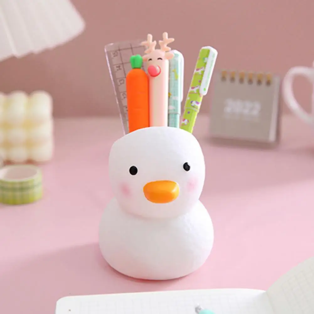 Pen Holder Cute Shape Multifunctional Plastic Cartoon Duck Pencil Pot Desktop Storage Student Supplies