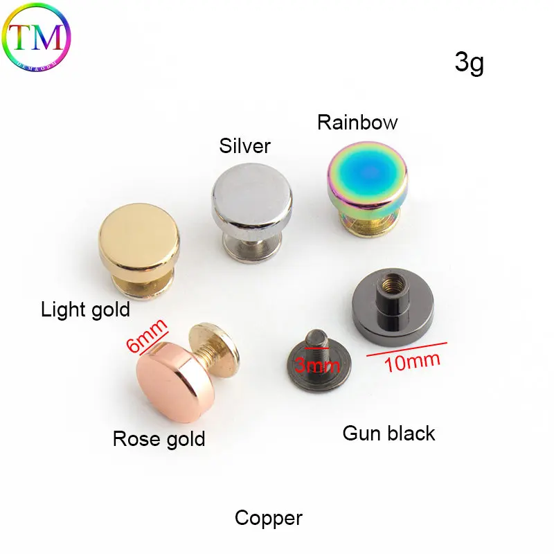 Metal Rivets Studs Round Nail Chicago Screw Leather Craft Belt Strap Rivets Solid Nail  For Craft Wallet Bag Clothes Accessories