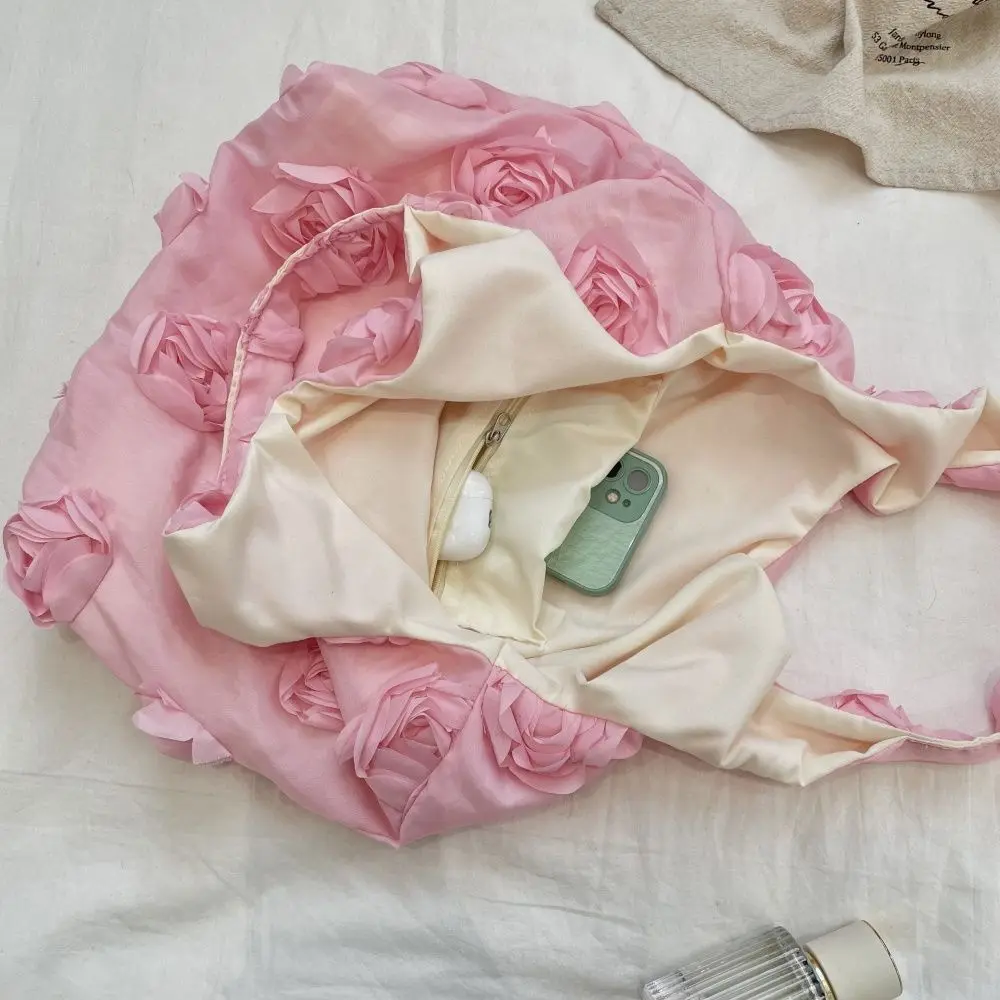 JIAERDI Fairycore Floral Pink Shoulder Bags For Women Sweet Rose Portable Large Capacity Handbag Female Retro Y2k Bag Aesthetic