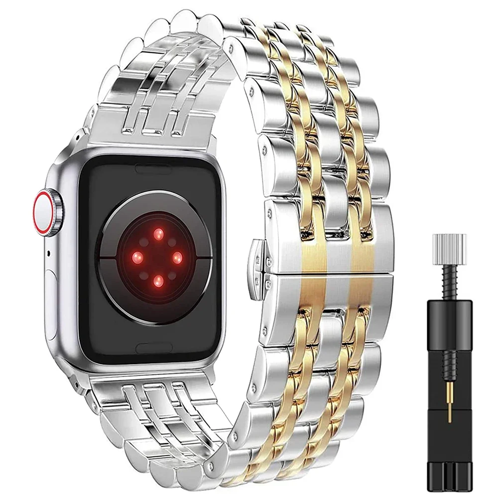 Premium Stainless Steel Metal Watch Strap Replacement Belt, Compatible with Apple Watch