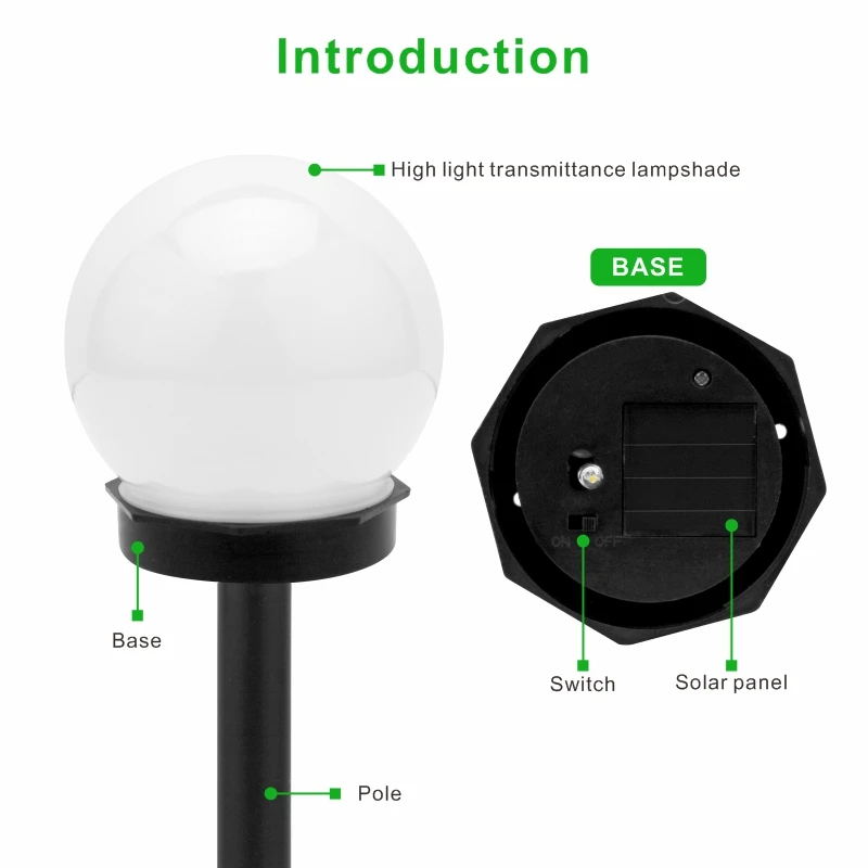 2pcs/lot Solar Led Lawn Lamp Round Ball Pathway Lights Landscape Waterproof Outdoor Yard Buried Night Lights Garden Floor Lamp