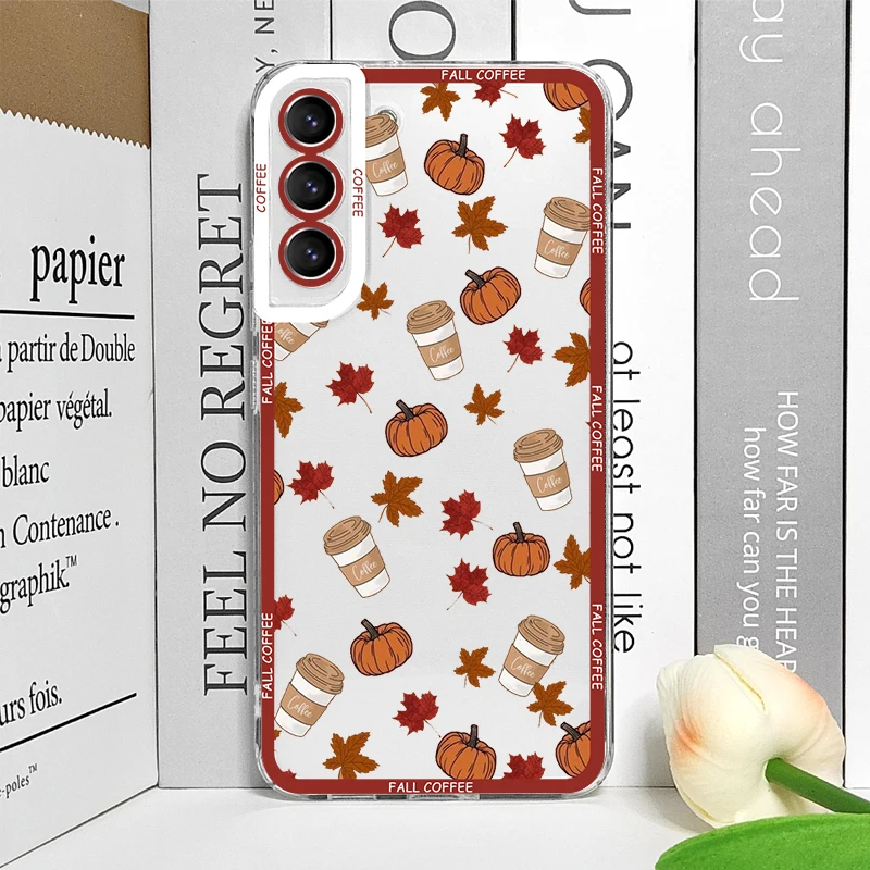 Autumn Pumpkin & Maple Leaf Transparent Soft Phone Case