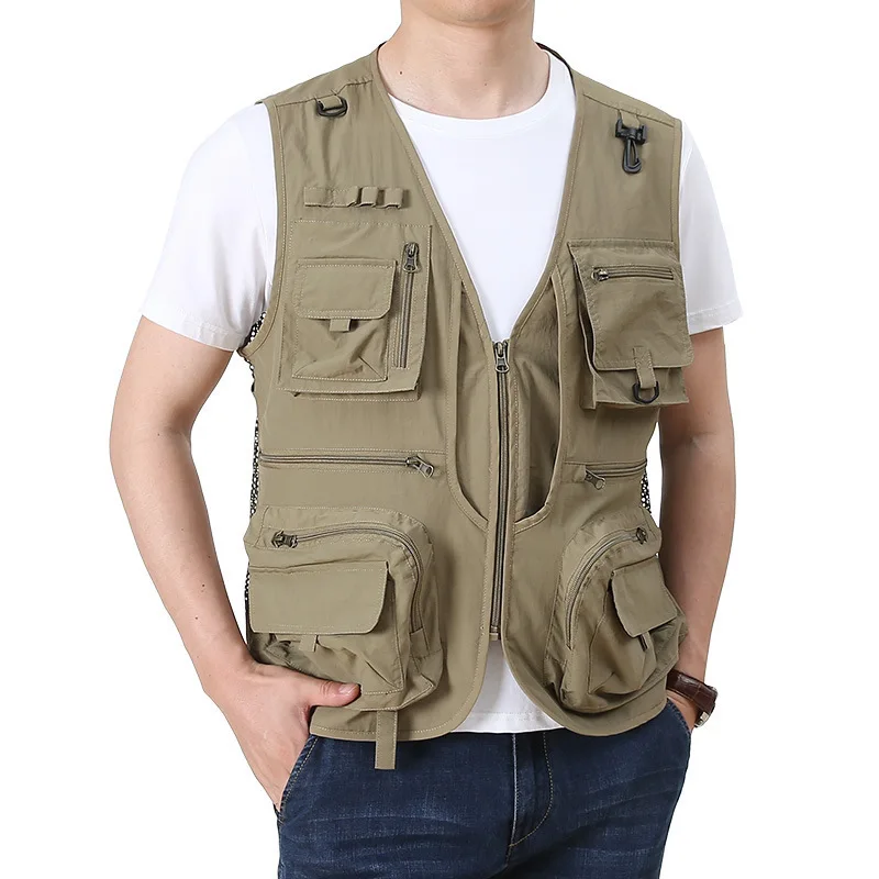 Multi Tasche Uomo Gilet Giacche Sport All'Aria Aperta Reporter Fotografia Pesca Casual Uomo Maglia Gilet Cargo Work Chaleco Tactico
