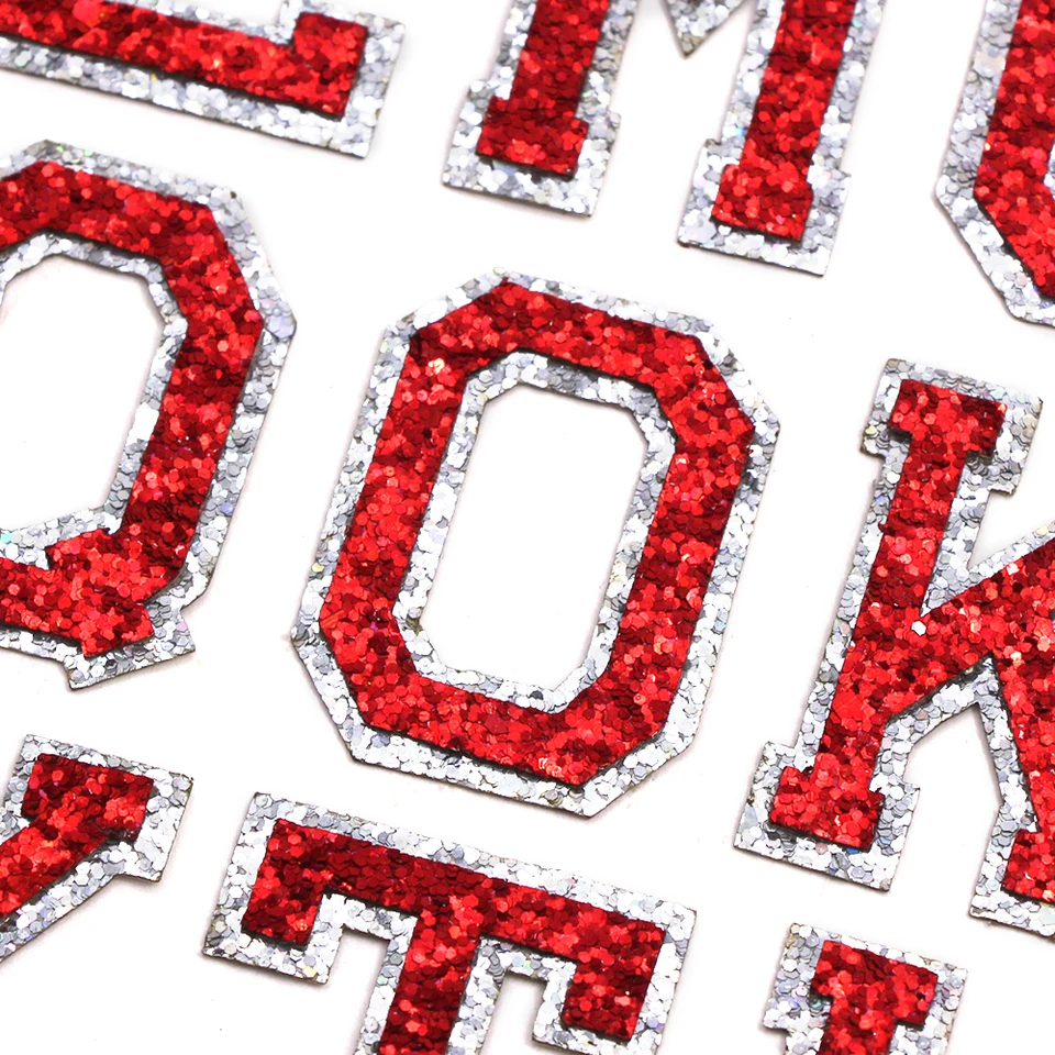 Alfabet Strijk Letter Embleem Patch Rood Wit Dun Randje