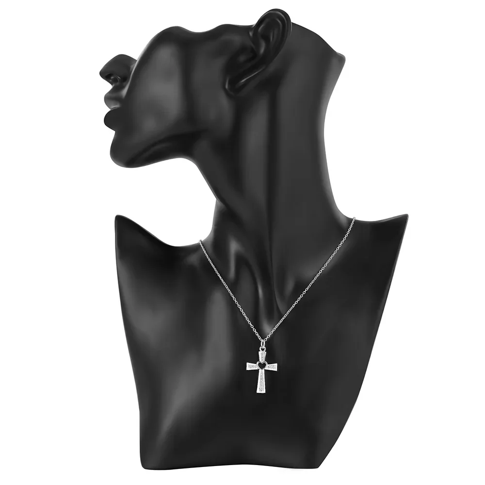Silver Pendant Necklace Charms classic 925 Sterling Silver crystal cross pendant Necklace For Women high quality Wedding party Jewelry Holiday gift silver necklace charms pendant necklace silver necklace silver pendant