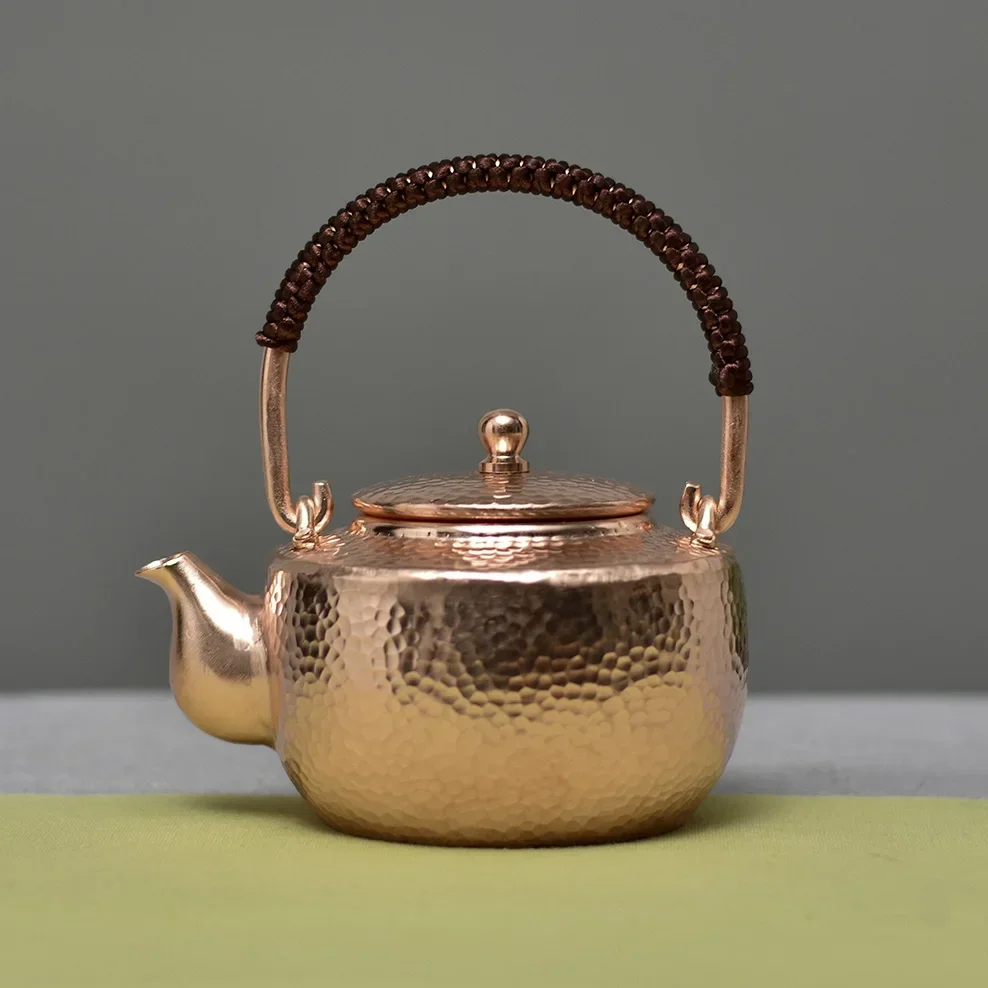 

Pure Handmade Boiling Kettle 450MLPure Copper Teapot Lifting Beam Copper Pot Health Tea Infuser Kung Fu Tea Set For Brewing Tea