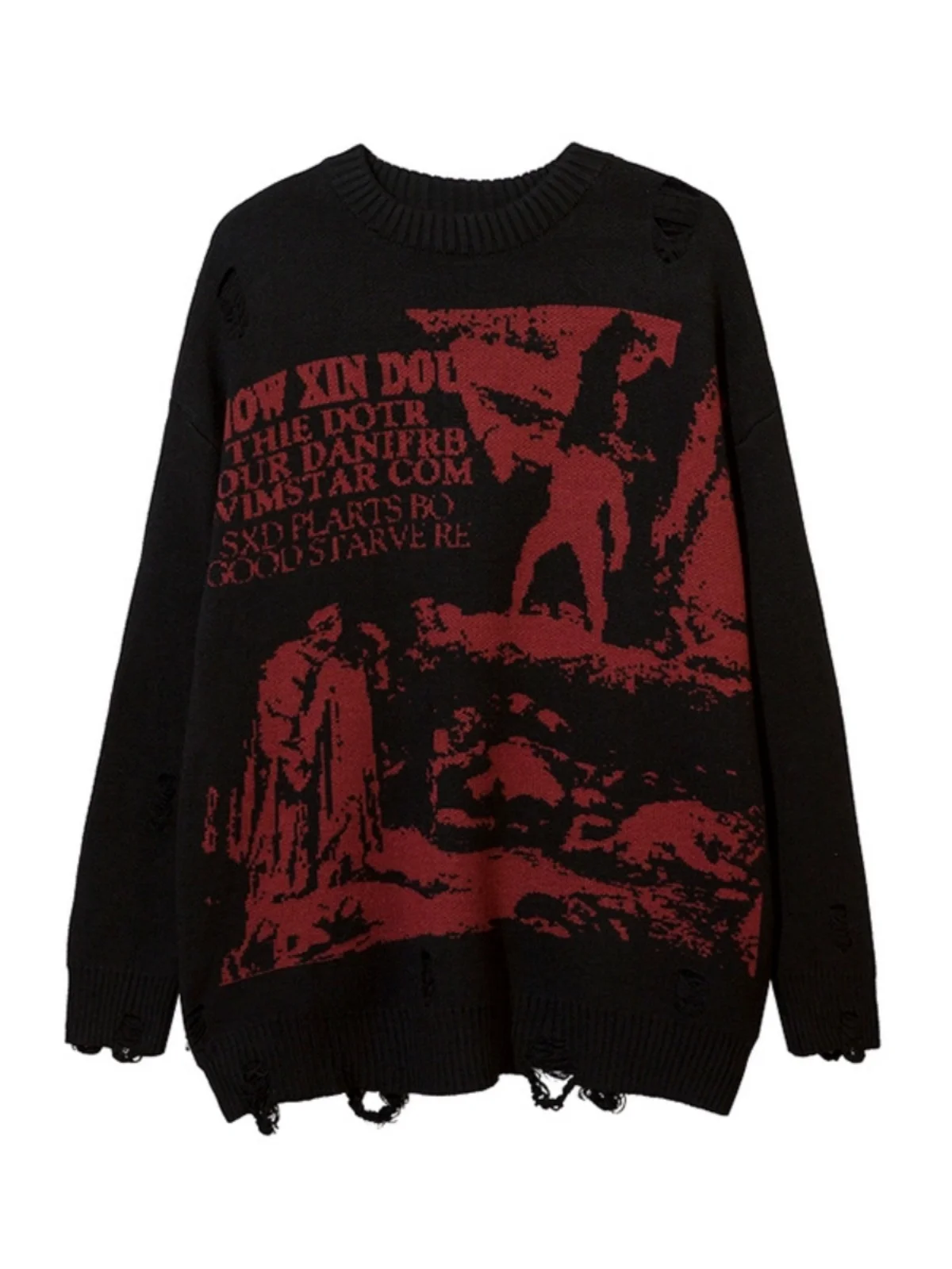 Round Neck Sweater Coat Men's Geometric Pattern Color Matching  Loose Mid-Length EuropeanAmerican Pullover Fashionable All-Match