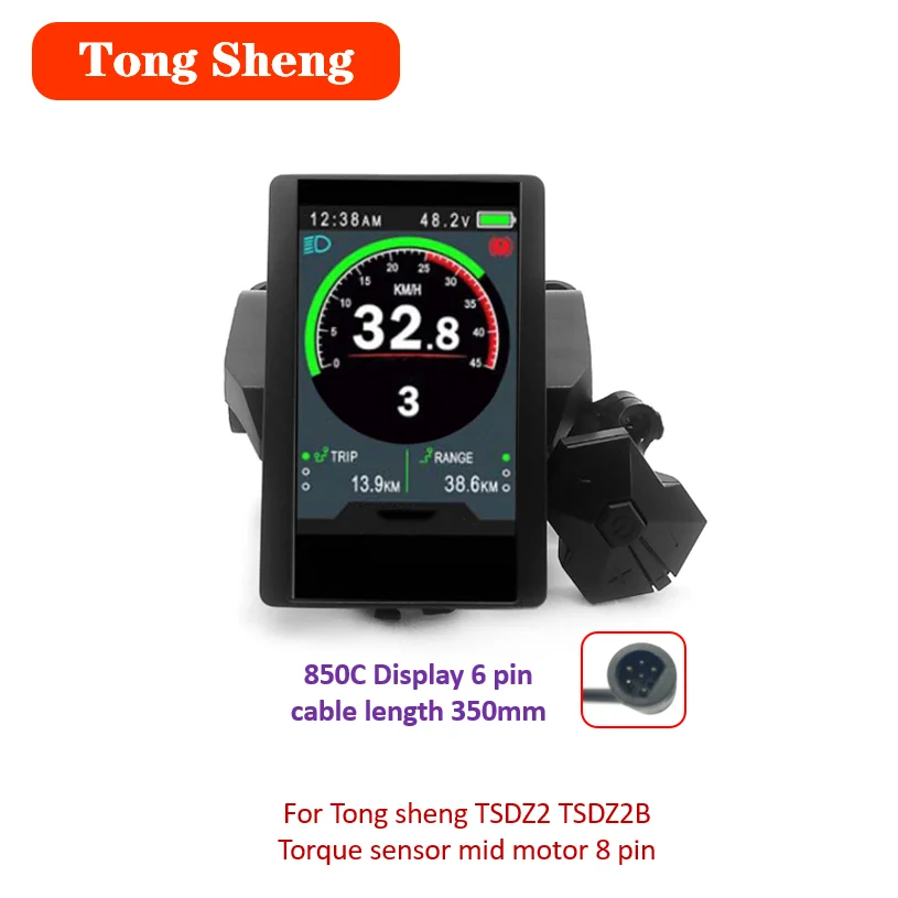 Tongsheng TSDZ2 Mid Drive Motor 850C LCD Colour Screen Display For Tongsheng Mid Drive Motor