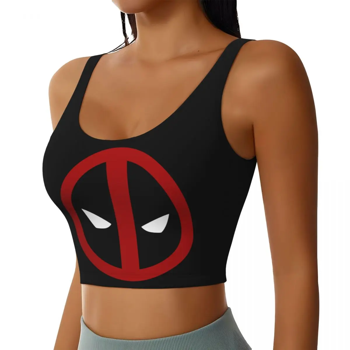 Superhero Workout Crop Tank Tops for Women Seamless Deadpool Sympol Running Yoga Sports Bras