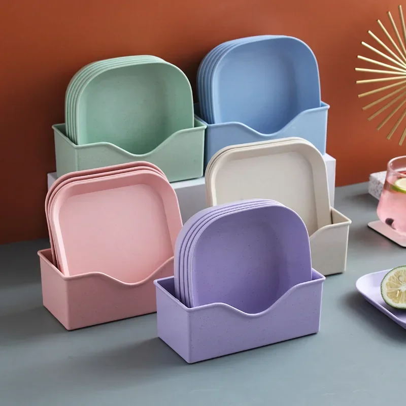 Dessert Plate Pure Natural Wheat Square Snack Straw Bowl Sauce Seasoning Dish Degradable ECO-friendly Tableware Snack Bowl