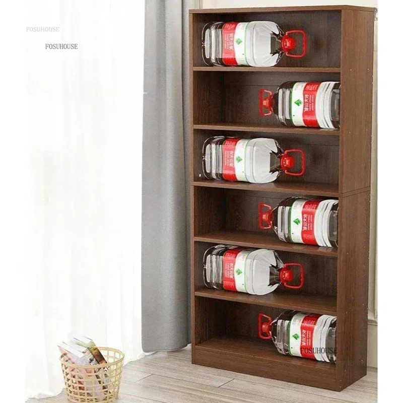 One-piece Chinese Bookcase for Living Room Wood-based Panel Wall-mounted Multi-layer Bookcases Retro Personalized Shelf for Home
