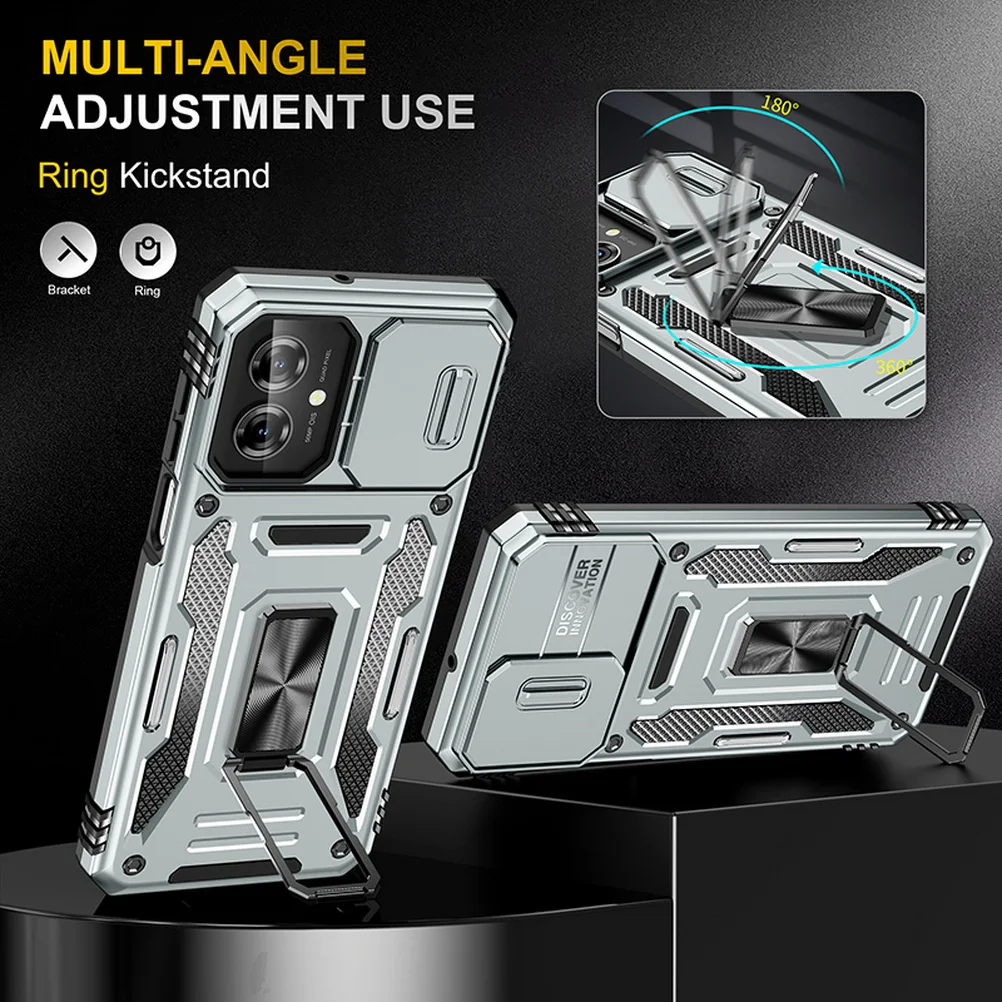 Enhanced Protective Case with Sliding Camera Cover and Metal Ring Stand