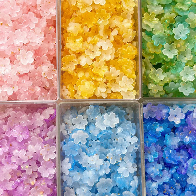 100Pcs Flower Acrylic Spacer Beads Jewelry Making DIY Bracelet Necklace Accessories