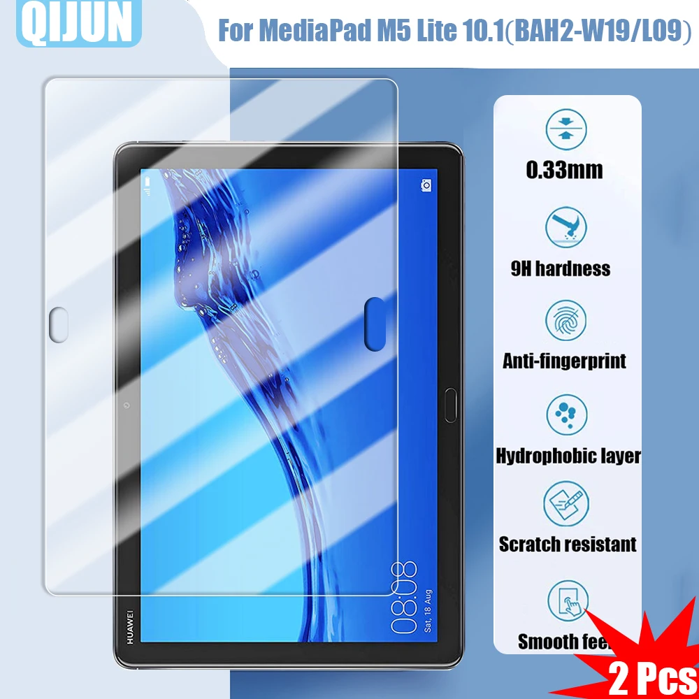 

Tablet glass for Huawei MediaPad M5 Lite 10.1" Tempered film Explosion proof and scratch resistant waterpro 2 Pcs BAH2-W19 L09