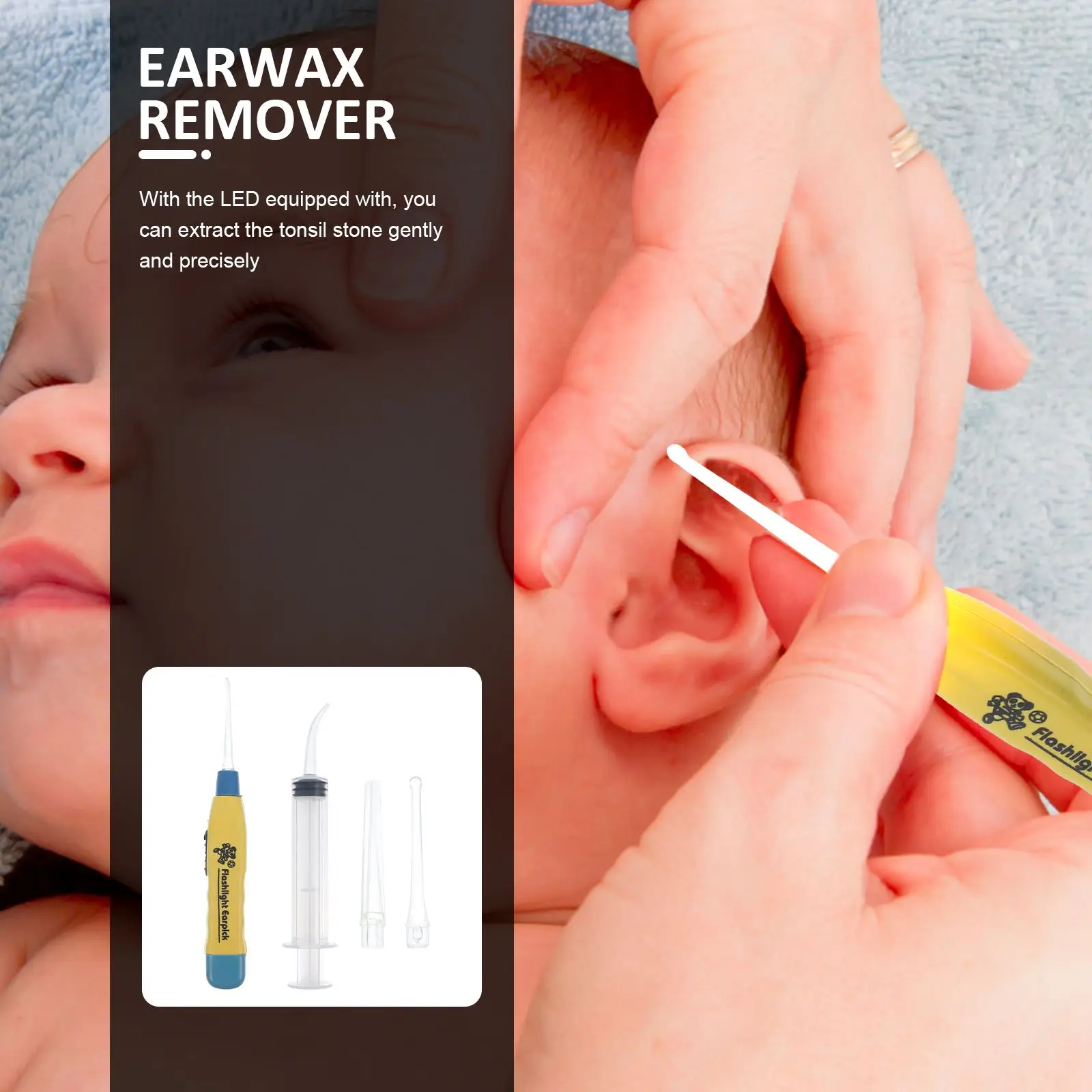 Tonsil Stone Remover Tool Or Earwax Removal With Tips + Irrigator Cleaning Tool Irrigation Syringe(Random Color) Wash 6
