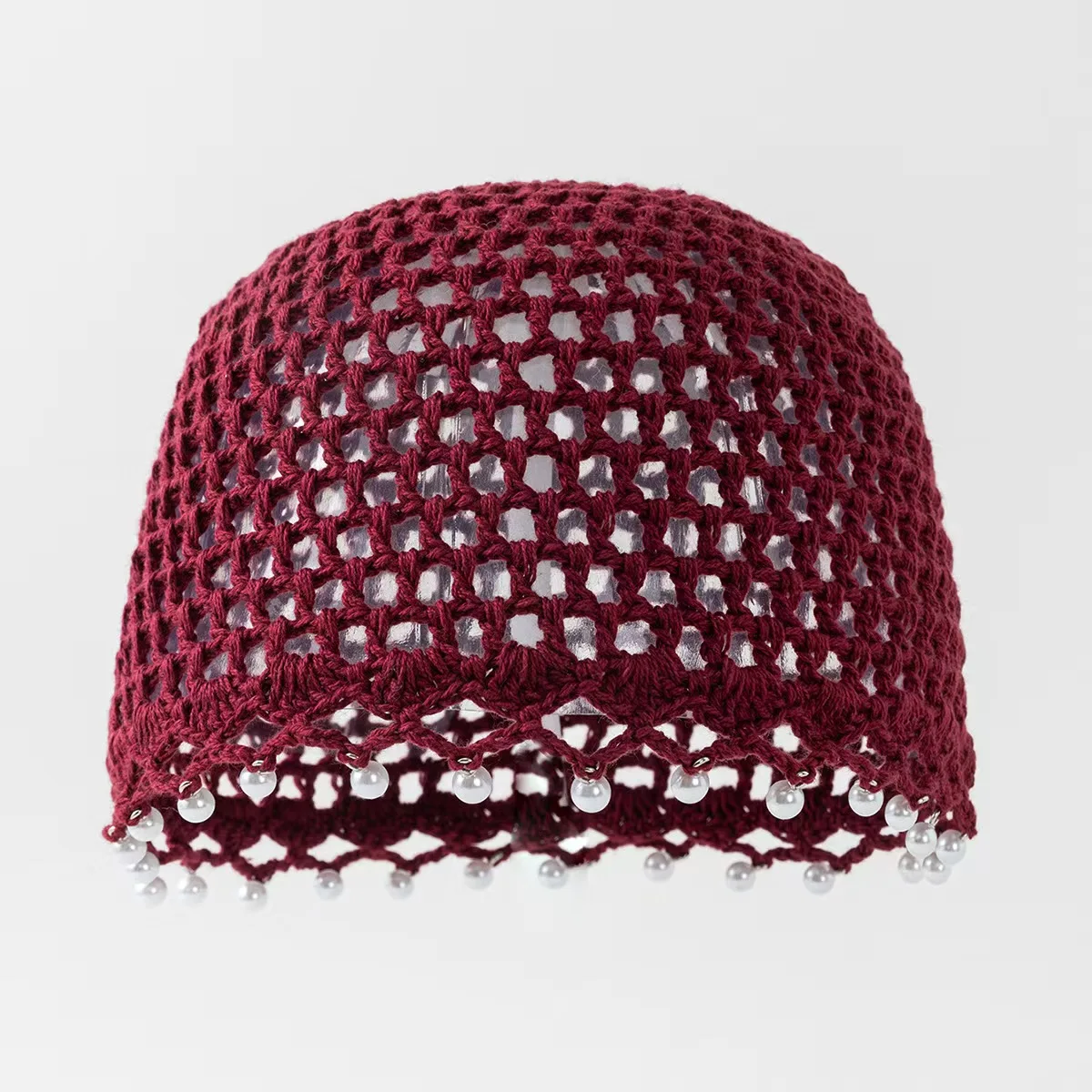 Elegant Lightweight Open-Knit Water Pearl Beanie – Artistic and Breathable Design