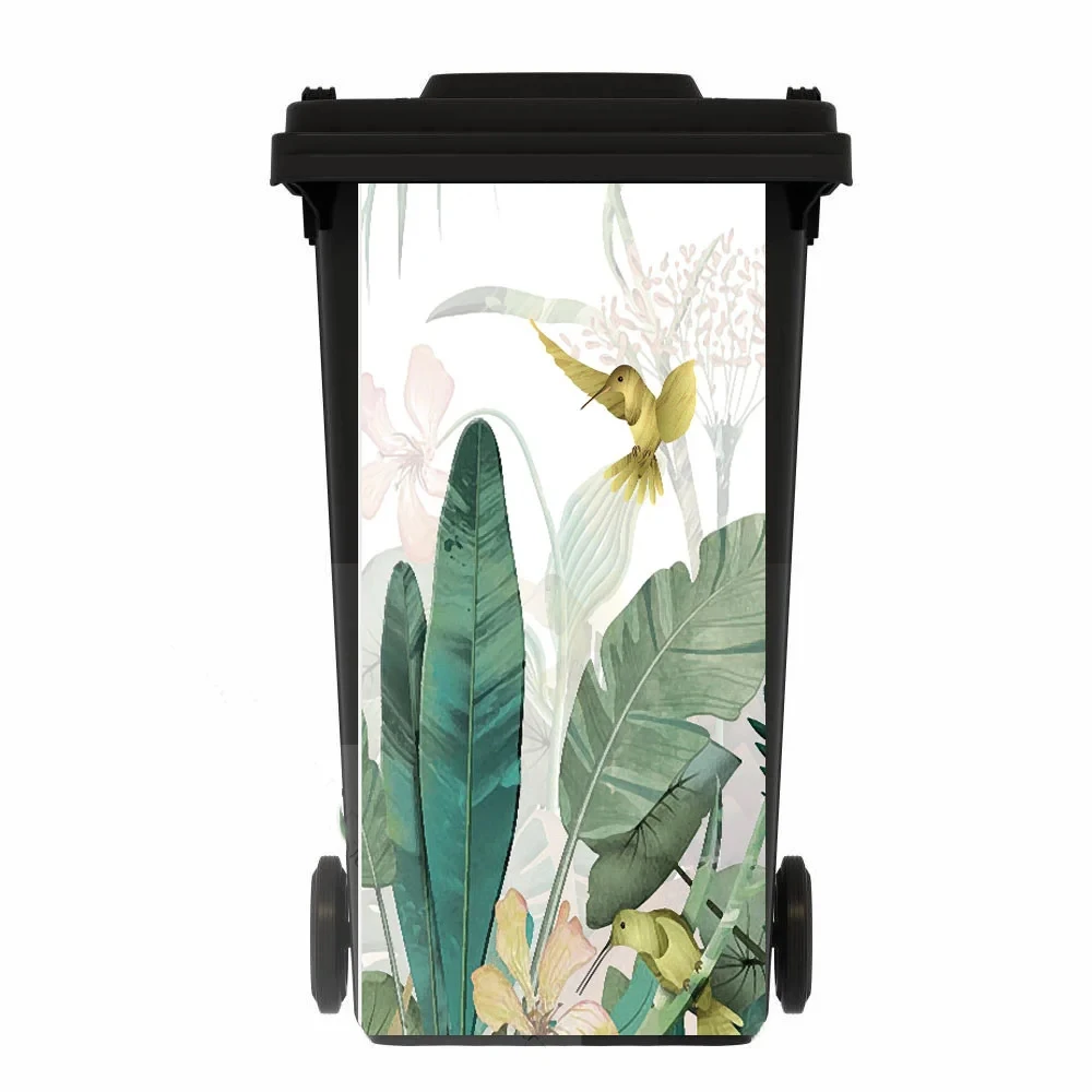 Outdoor trash can sticker Kitchen green plants waterproof art landscape fruit wheel trash can sticker restaurant trash can sticker
