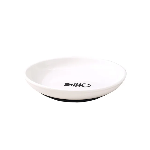 Ceramic Pet Bowl With Silicone Pad for Home Use Fish Bones Cat Claws Food Basin Non Slip Cat Dish Cat Food Tray Pet Feeder 6