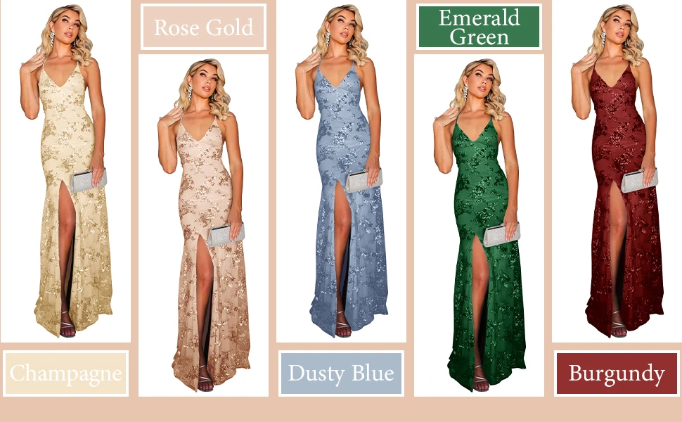 Vestidos de fiesta de sirena con lentejuelas para mujer 2024, vestido largo formal de noche con abertura y encaje brillante