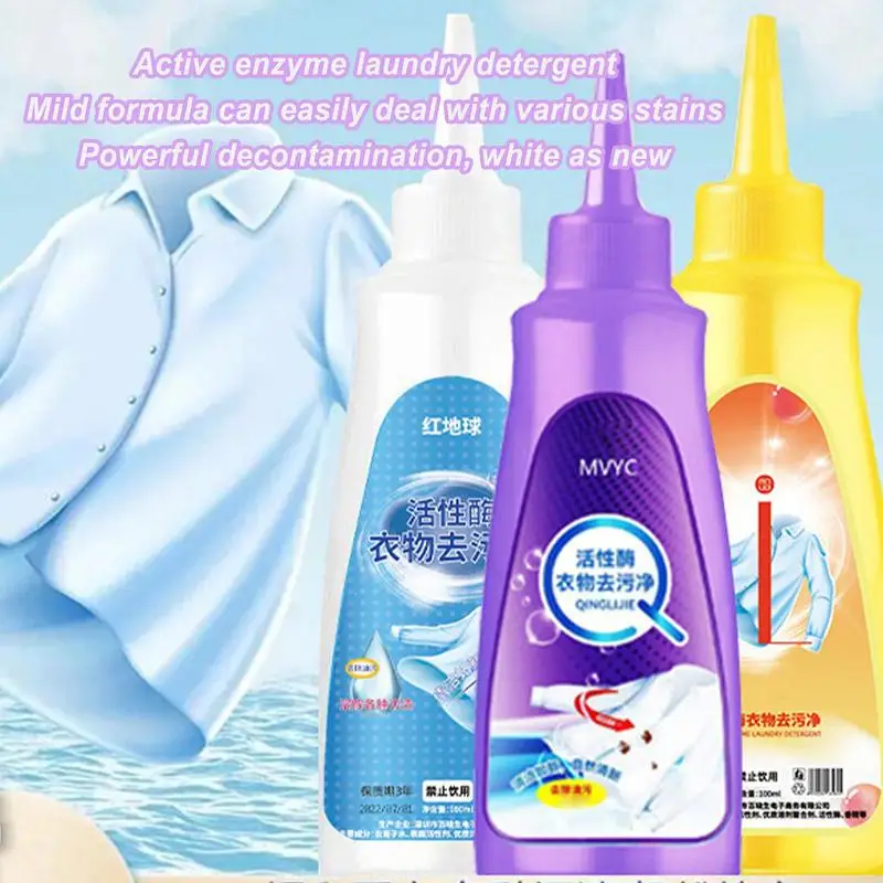 Enzyme Cleaner Laundry 100ml Stain Remover Laundry Detergent Enzymatic Stubborn Stains Cleaner Clothing Stain Remover White