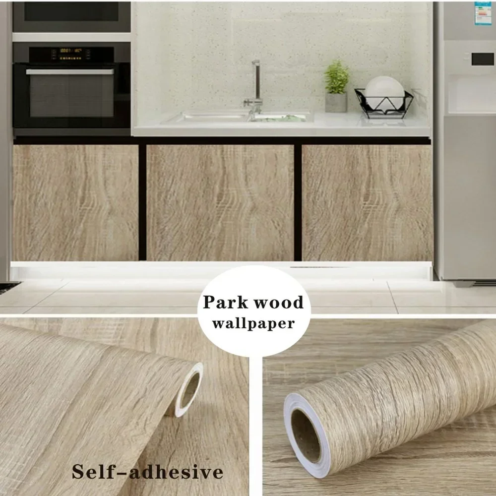

PVC Wood Grain Stickers Wardrobe Cabinet Table Furniture Renovation Wallpaper Self Adhesive Waterproof Wall Papers Home Decor.