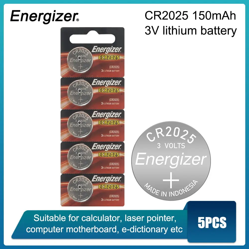 5pcs Original Energizer Cr2025 Dl2025 Button Cell Battery 3v Lithium