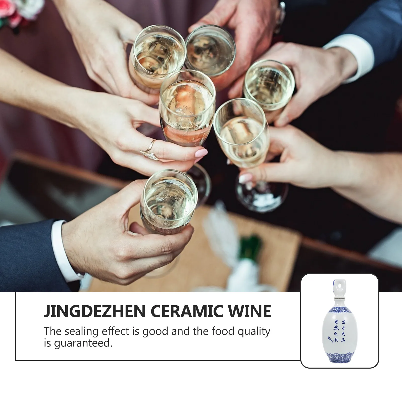 1Pcs 파란색과 흰색 세라믹 와인 병 사케 포트 홈 바 레스토랑 티 하우스를 위한 두꺼운 수제 밀봉 저장 용기