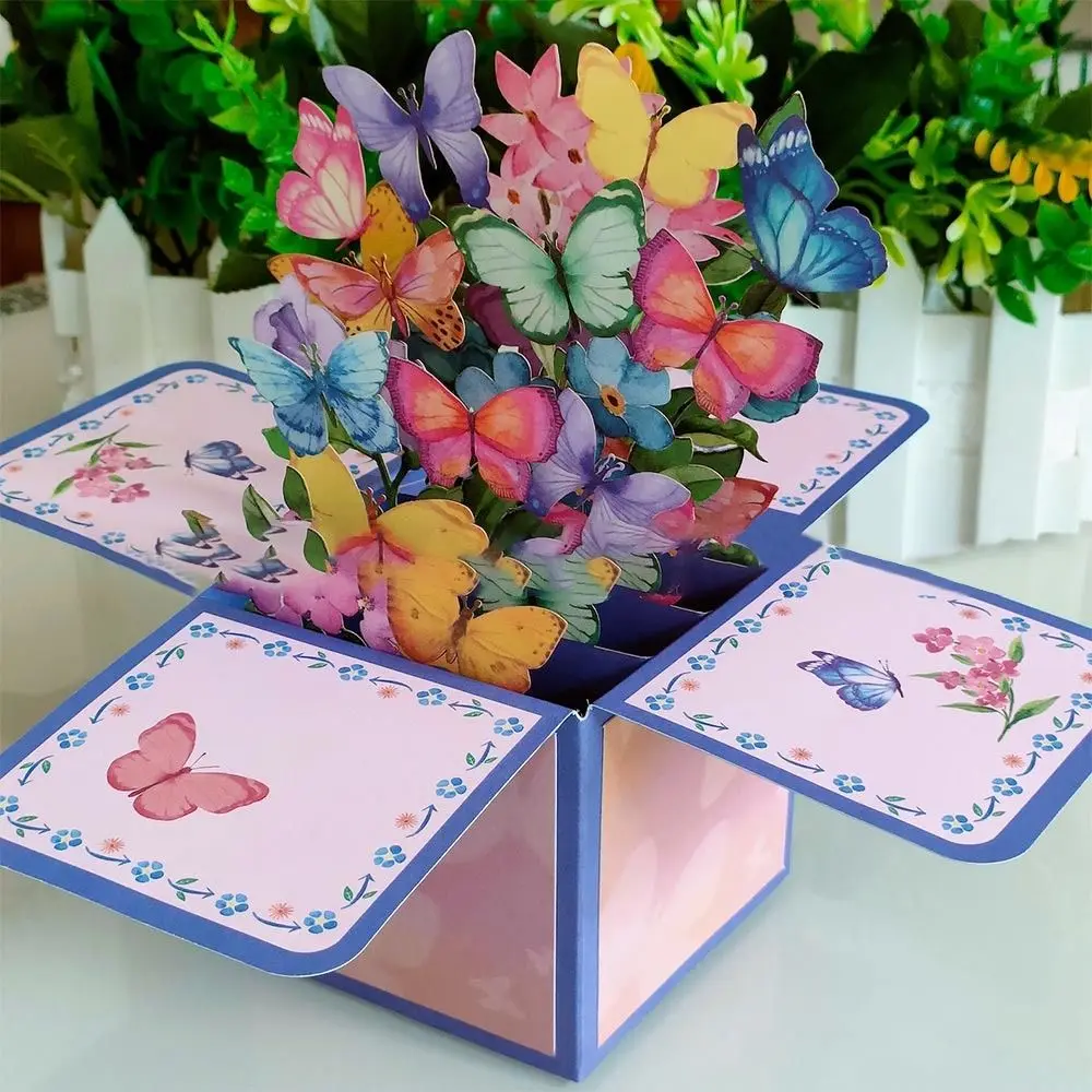 Greeting Cards 1PC 3D Pop Up Bouquet Hummingbird Flowers Happy Mother's Day Card Greeting Cards For Birthday Anniversary Wedding Mother's Day