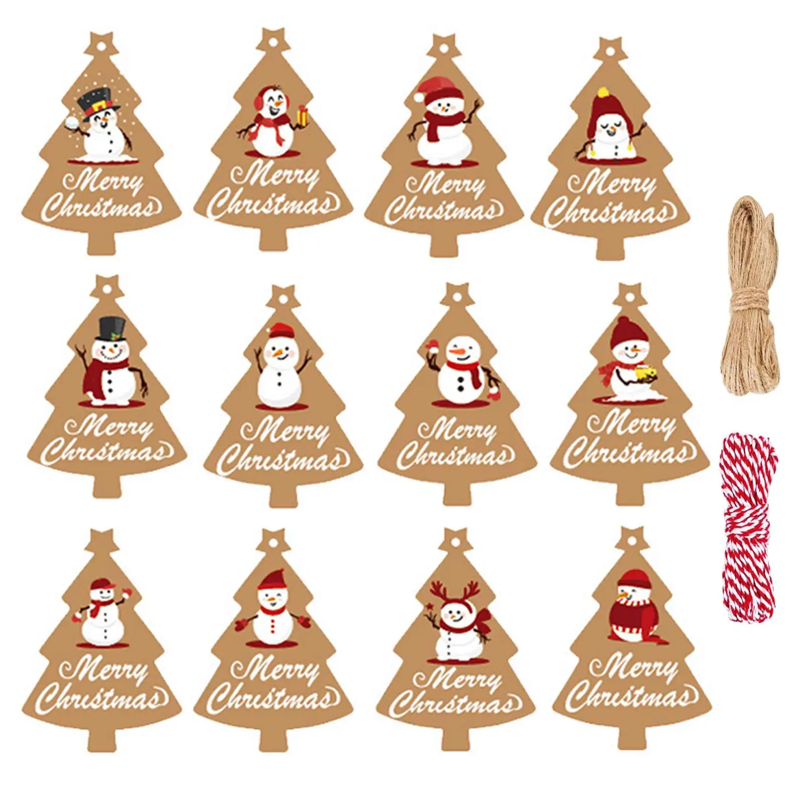

120pcs Kraft Christmas Tree Style Gift Tags Labels with 2pcs 32ft Twine for Christmas Wedding Party Holiday Favor Gift Wrapping