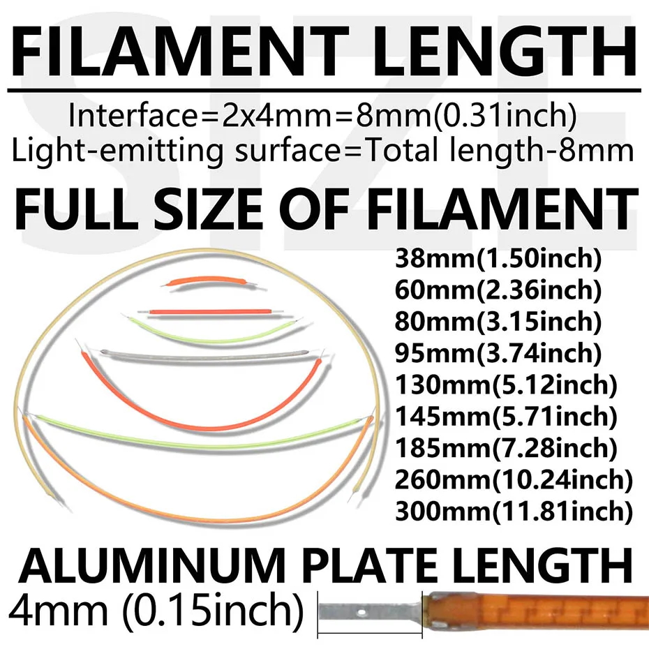 Description Picture 2 of item5pcs DC3V Cob LED Flexibility Filament 2200K Red Blue Green Pink Edison Bulb Parts Lamp DIY Incandescent Light Accessories Diode
