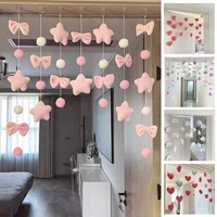 Bow Heart Shaped Curtain Decor Hanging Ornaments Divider String Tassel Curtain Girl Room Living Partiton Beaded Window Valance 2