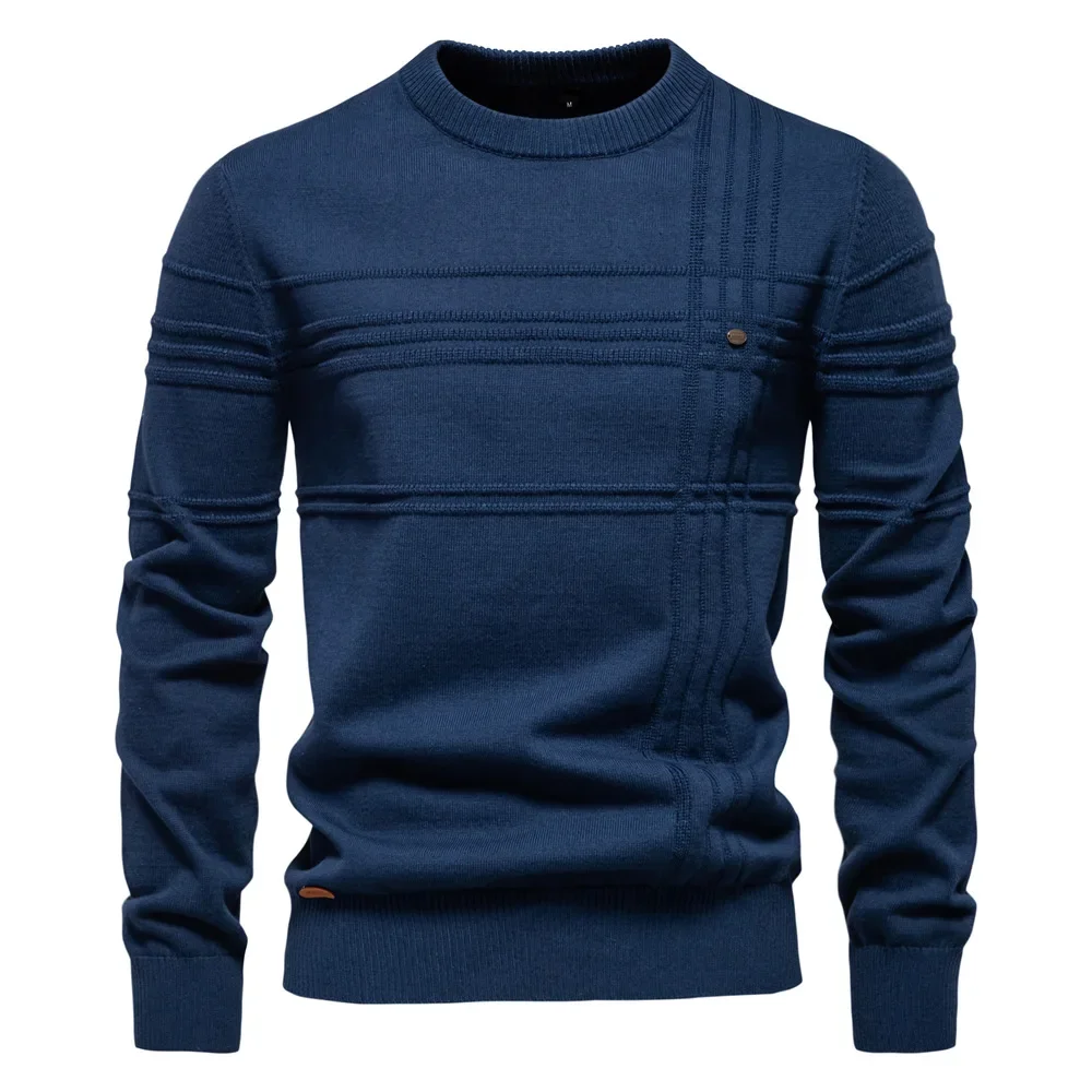 Autumn Winter Mens Sweater High-quality Solid Color Round Neck Warm Pullover Male Fashion Casual Knitwear Sweater Men Clothing 5