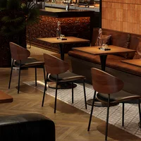 Retro Bar Table and Chair Combination Western Restaurant Solid Wood Dining Small Restaurant Commercial Table and Chair 2