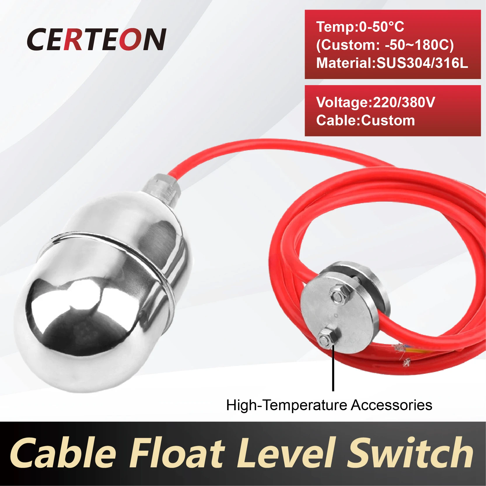 Food Grade Reverse Float Switch BQK Stainless Steel Float Switch for High-Temperature Applications ...