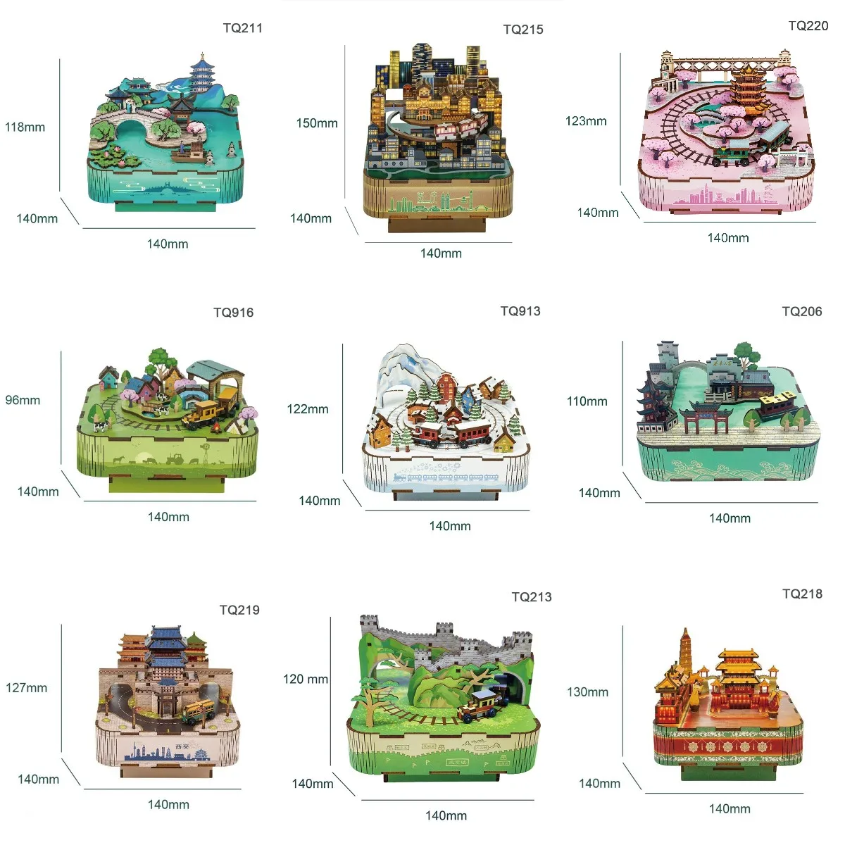 NEW DIY Wooden Music Box Model Building Kits Grand View Garden 3D Puzzle With Lights for Friends Birthday Gifts Home Decoration 6