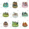 NEW DIY Wooden Music Box Model Building Kits Grand View Garden 3D Puzzle With Lights for Friends Birthday Gifts Home Decoration 6