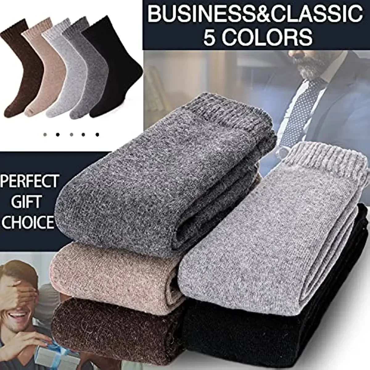 

New Wool Warm Russia Thicken Merino Man for Christmas Socks Gift Women Keep Winter Towel 5pairs Cotton Year