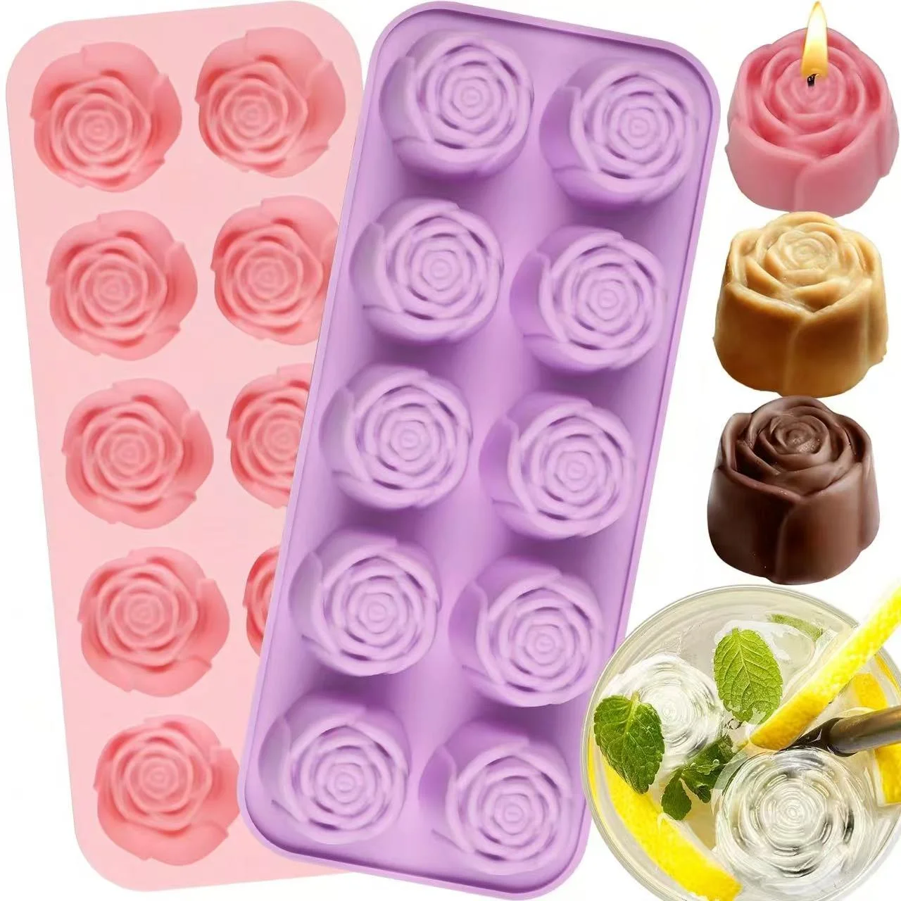 Floral Silicone Molds for Chocolate, Jelly, Soap, and Cupcake Decorations