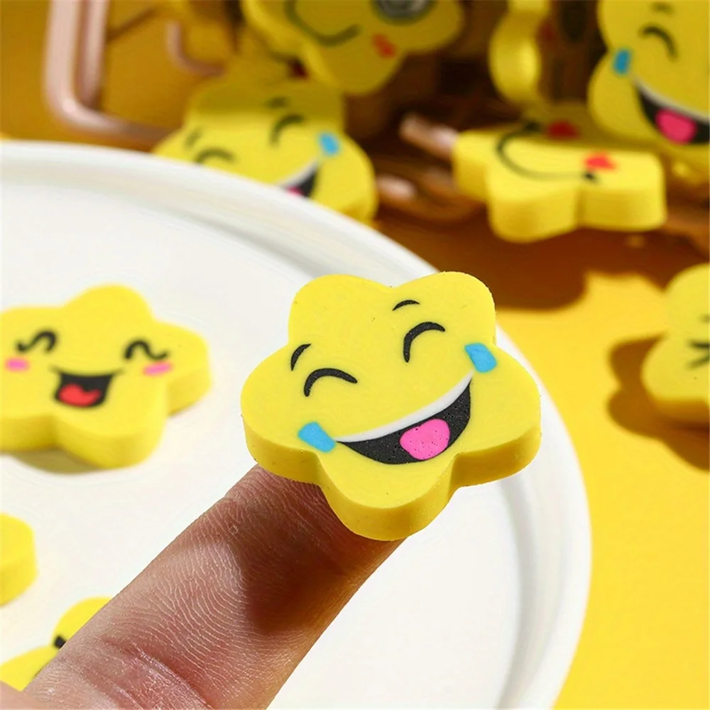 18Pcs Star Erasers - Fun Smiling Faces, Bright Yellow- No Residue,Classroom Prizes, Student Rewards, Homeschool, Office, Party - 2