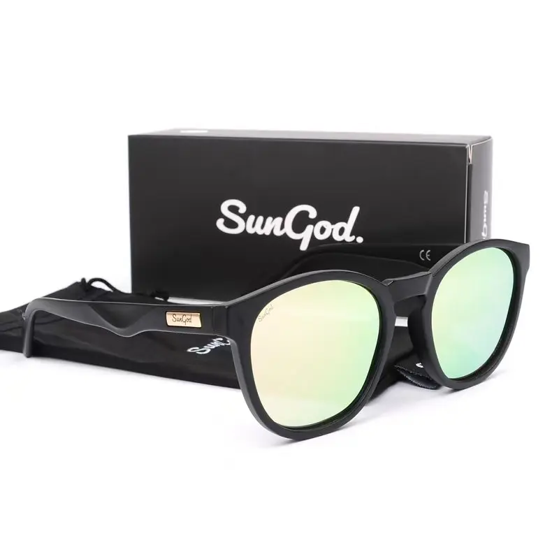 SUNGOD MIRAS Blue Mirror Sunglasses Men's Polarized Lens Glasses Retro Fashion Square Men's Sunglasses Sport S01: with box 4