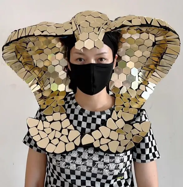 

Cobra Headwear Mirror Gold Nightclub Dance Women Hat