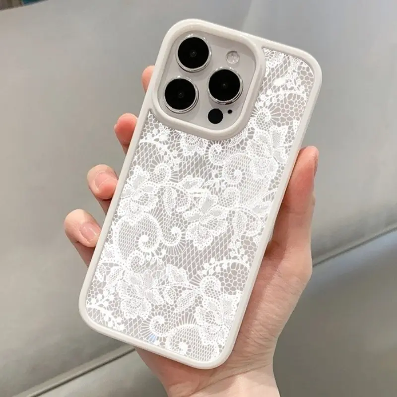 Vintage White Lace Floral Phone Case for iPhone 17 16 15 14 11 12 13 Pro Max 16E 17Air X XR XS 7 8 Plus SE 2022 Protective Cover - Image 4