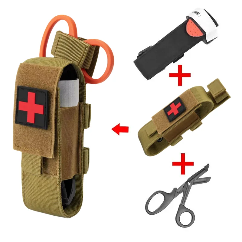 Outdoor First Aid Kit Tourniquet Molle Survival Set Pouch Nursing Holder Medical Gear Scissors Bag