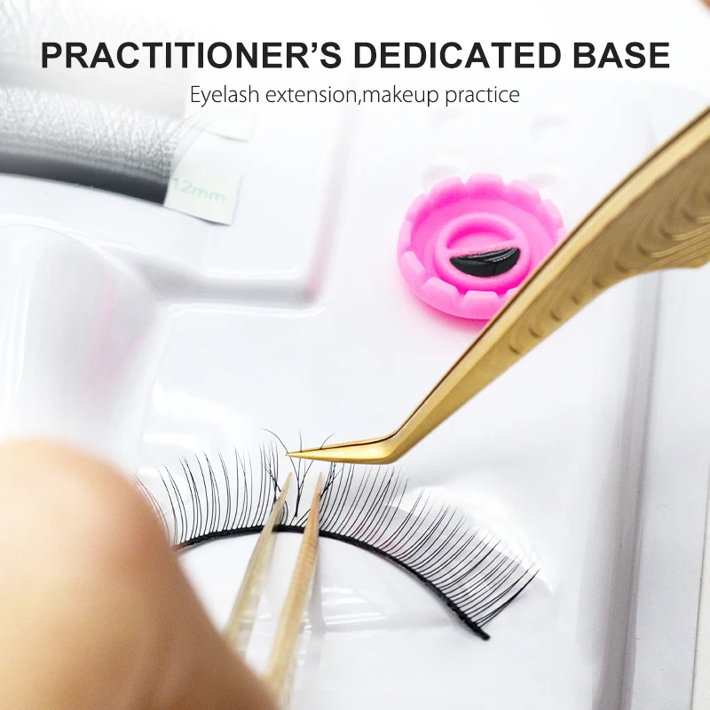 3In1 Eyelash Extension Practice Tray Flat Head Eyelashes Palette Glue Gasket Lashes Holder Training Display Makeup