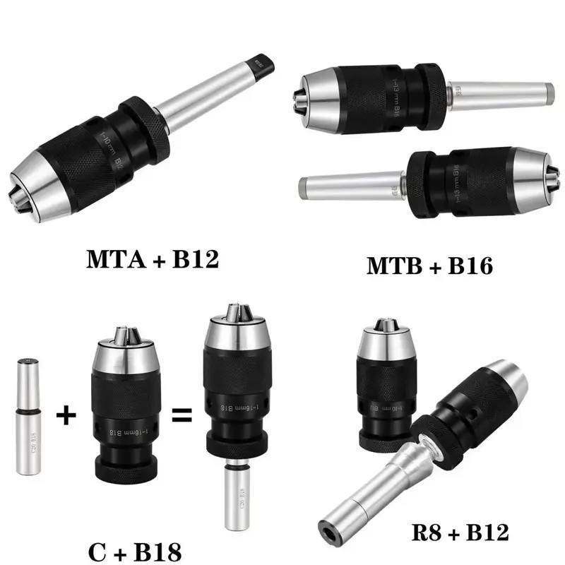 B10 B12 B16 B18 B22 Self tightening drill chuck MT1 MT2 MT3 MT4 C20 R8 Morse Drill Chuck Lathe 1-10 1-13mm 1-16 drill chuck - Image 5